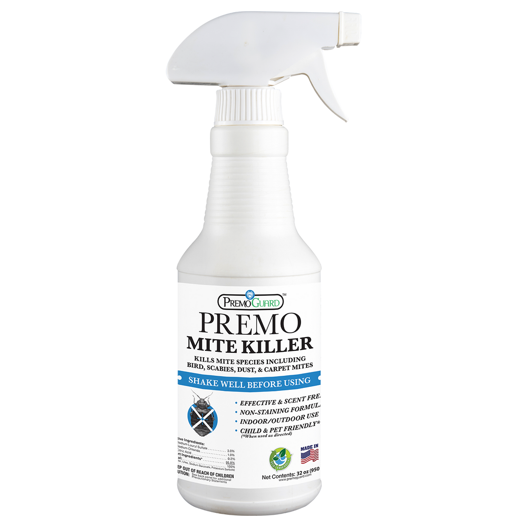 32oz Premo Guard Natural Mite Killer Spray bottle, non-toxic pesticide for allergy relief and bird mite treatment