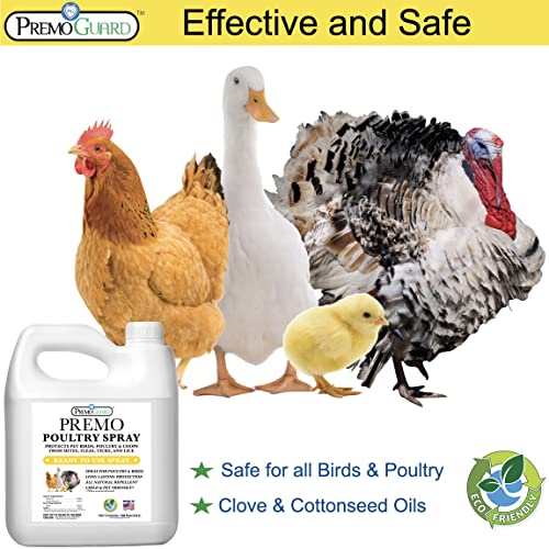 Spray para aves de corral de 128 oz - Totalmente natural, no tóxico - A base de plantas, totalmente natural, no tóxico - Por Premo Guard
