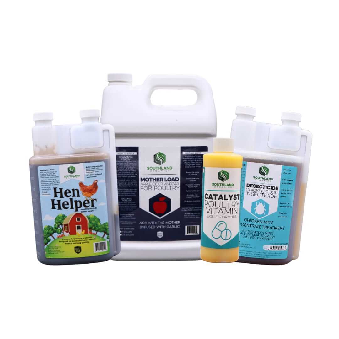 Southland Organics Backyard Poultry Bundle with chicken supplements in eco-friendly packaging