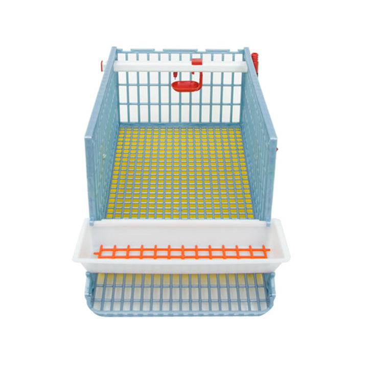Cimuka plastic quail breeding cage for 5 birds with traditional flooring, ideal for classroom breeding.