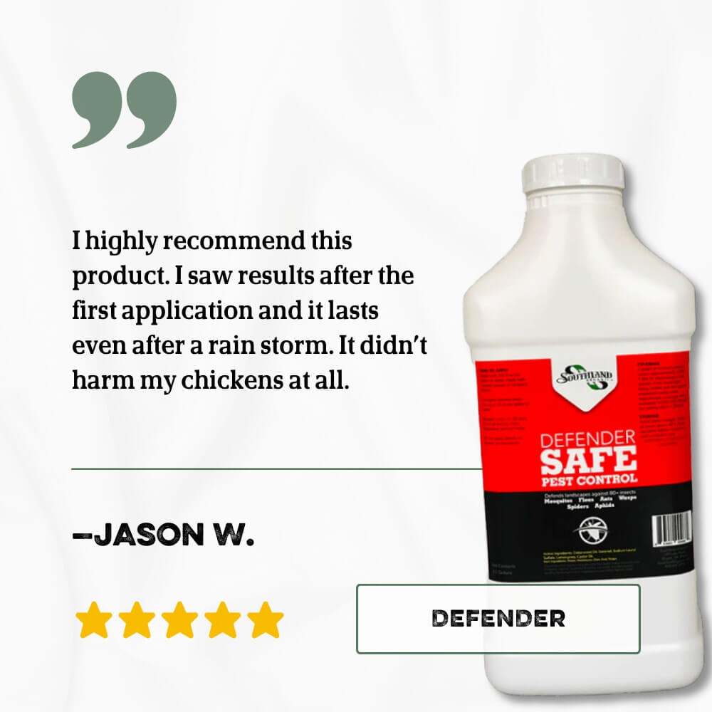 Defender Natural Contact Kill Insecticide spray bottle by Southland Organics, effective for ant and flea control.