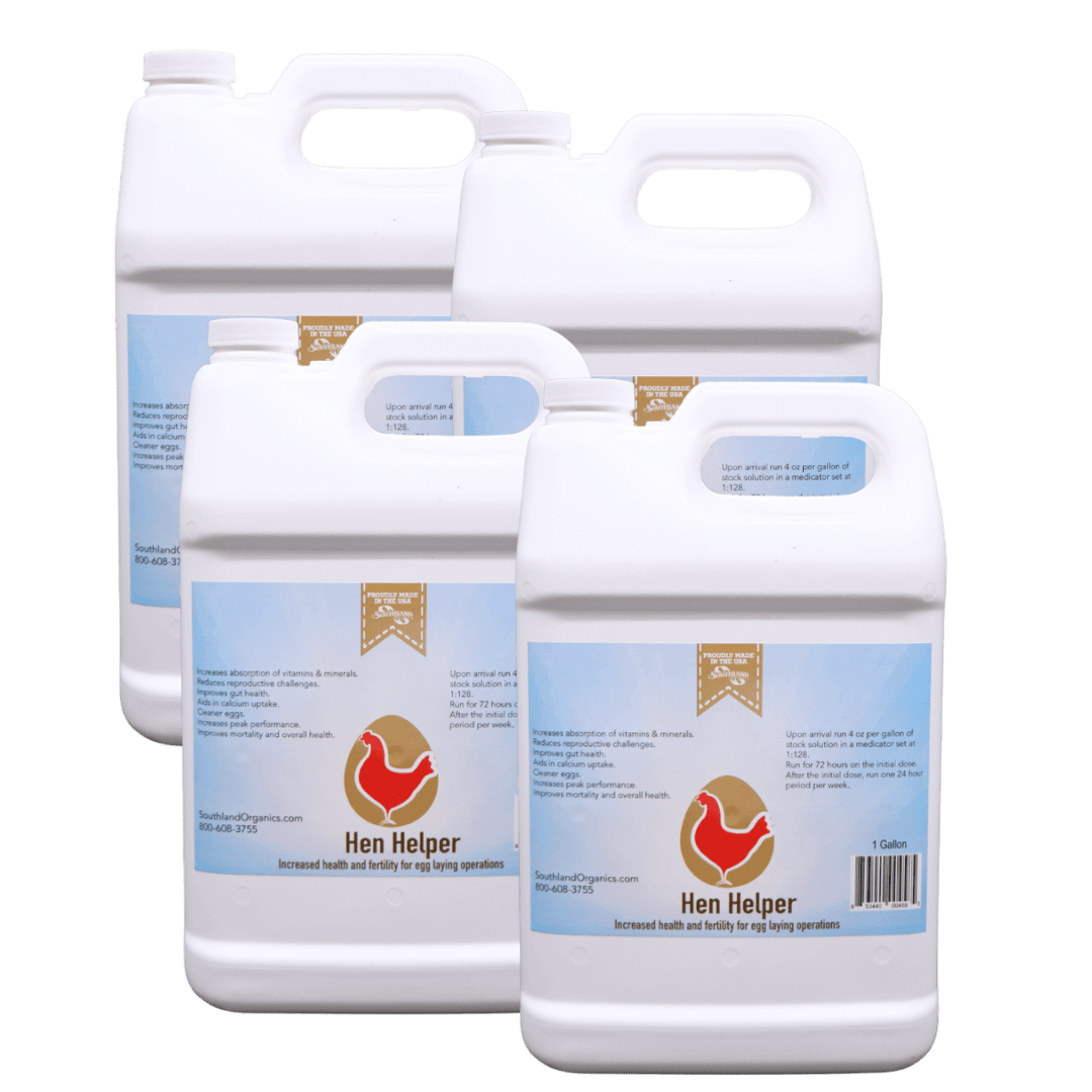 Southland Organics Hen Helper Organic Probiotics & Electrolytes for layer chickens in 2.5-gallon container.