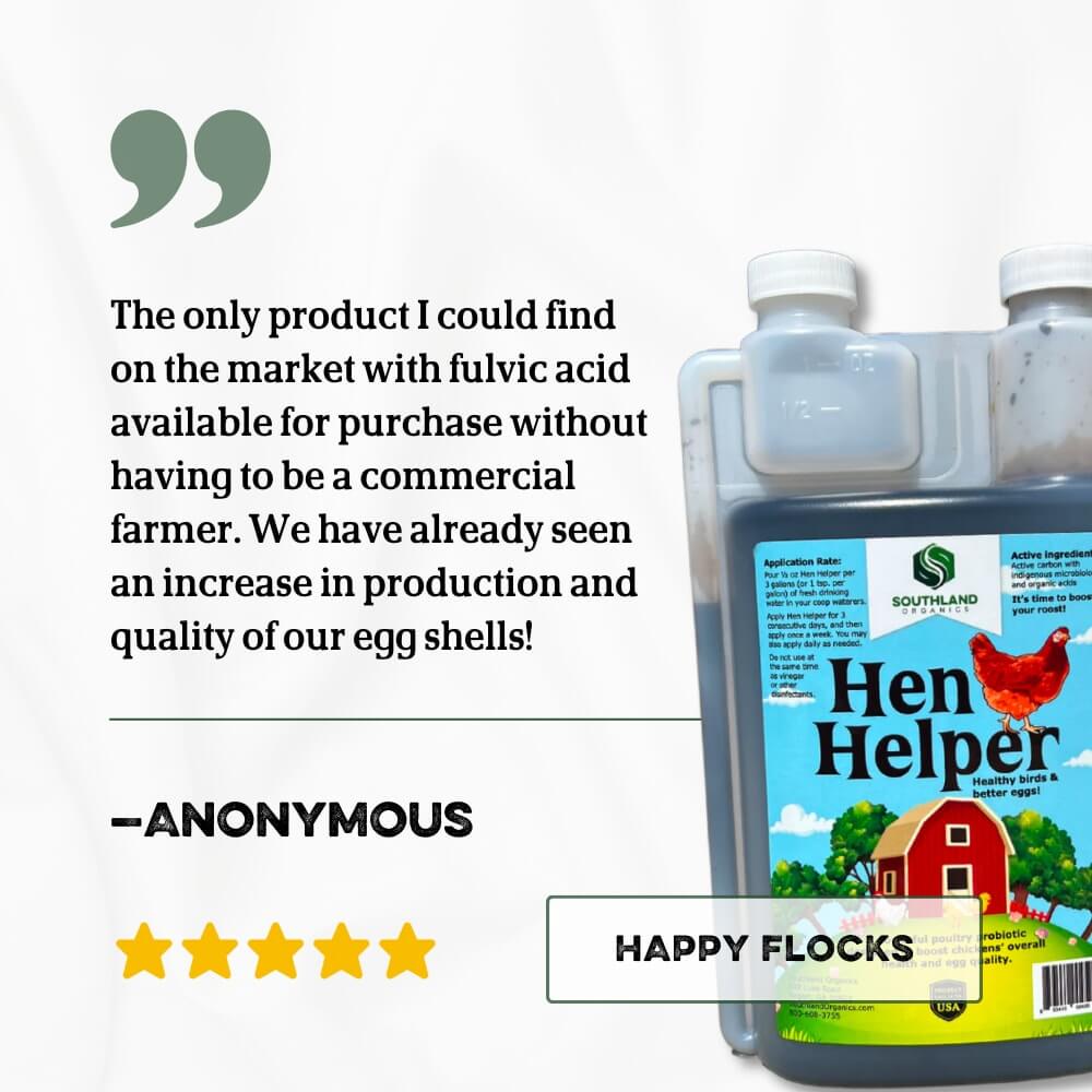 Southland Organics Hen Helper Organic Probiotics & Electrolytes for layer chickens in 2.5-gallon container