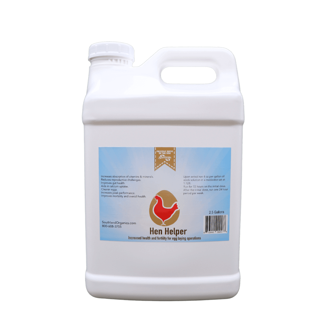 Southland Organics Hen Helper Organic Probiotics & Electrolytes for Layer Chickens, 2.5 Gallon container.