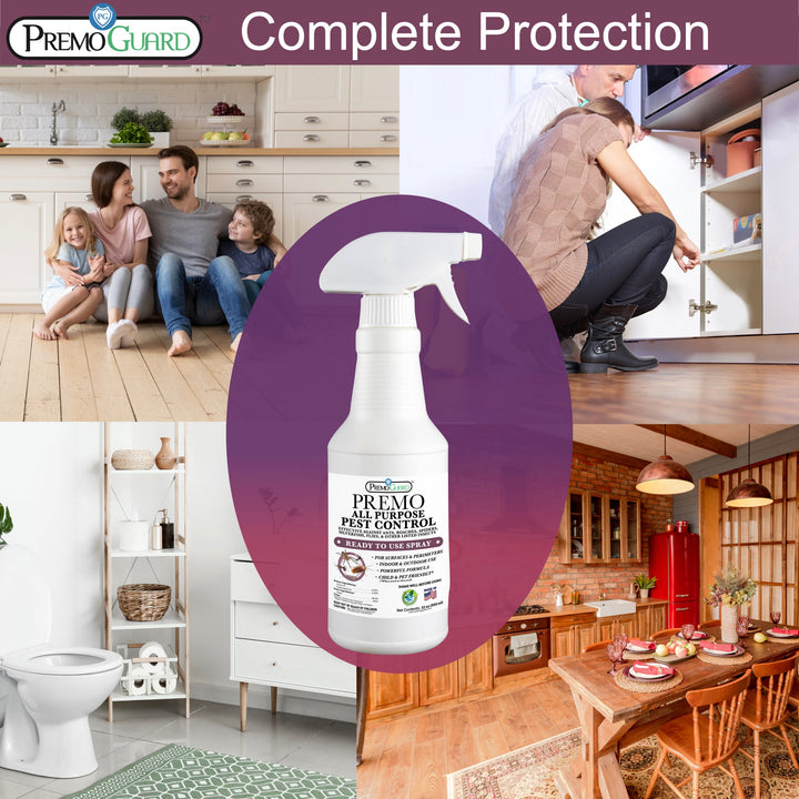 Spray Insecticida Multiusos - 32 oz - A base de plantas, Natural y No Tóxico - Por Premo Guard