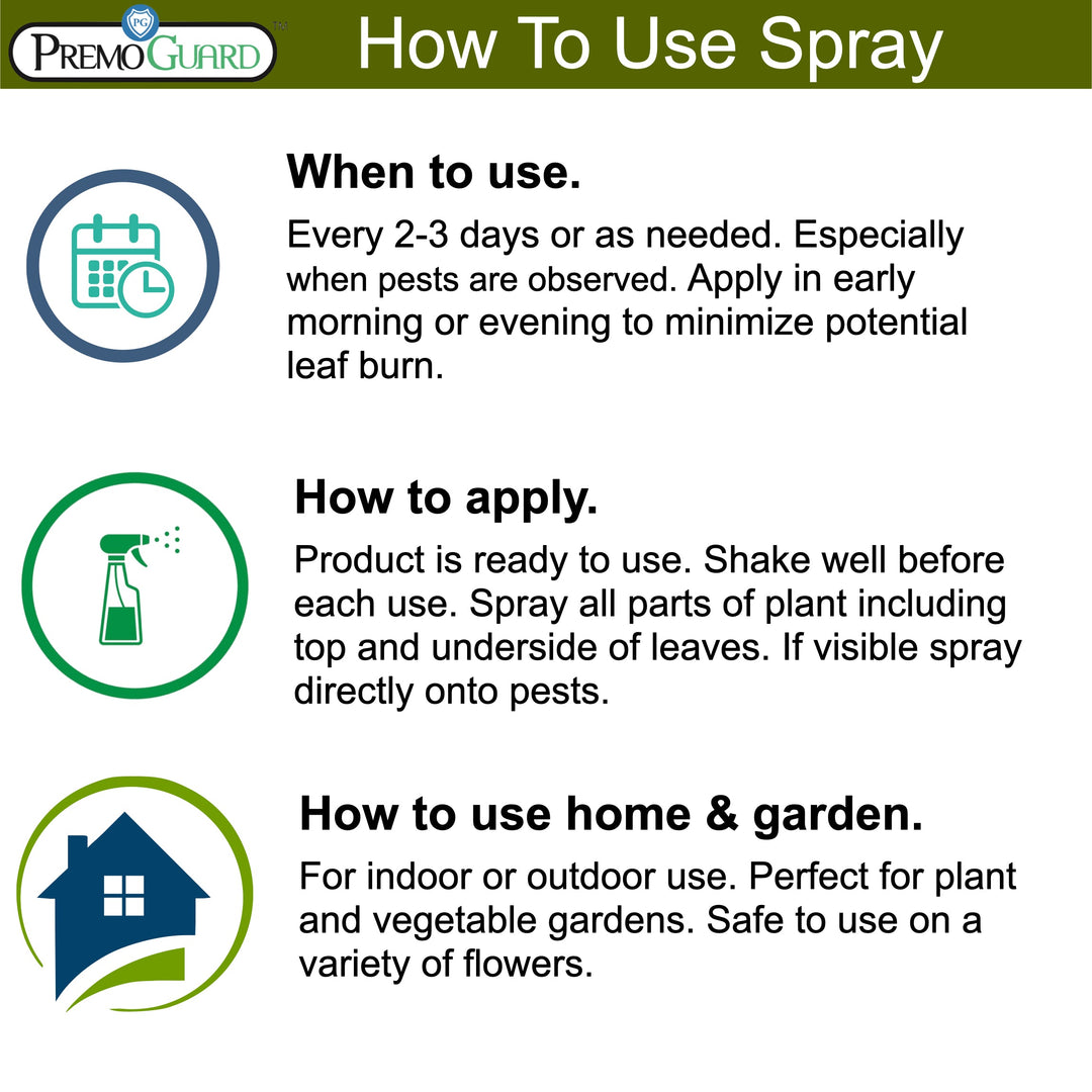Premo Natural Plant Pest Control Spray 32oz, organic non-toxic pesticide bottle for garden pest prevention.