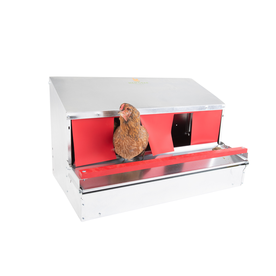HenGear 34" Galvanized Rollout Nest Box - Medium (Up to 32 Hens)