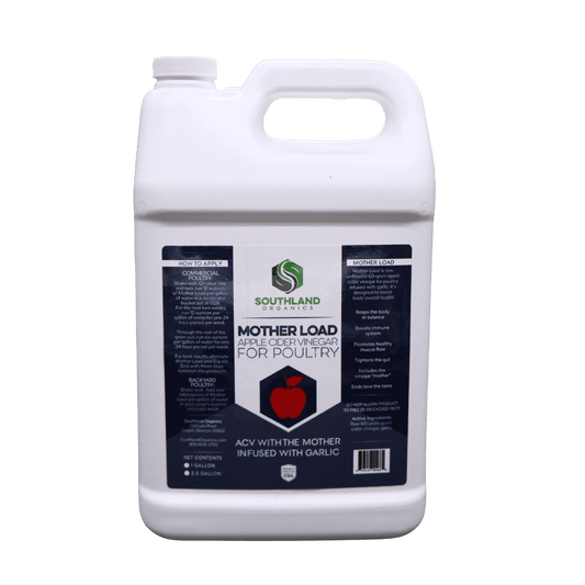 Southland Organics 2.5 Gallon raw apple cider vinegar with garlic for chickens, promoting digestive health