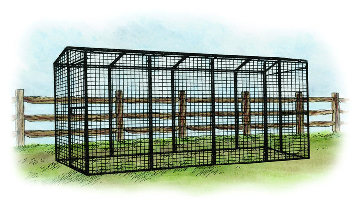 OverEZ Chicken Coop 15ft steel chicken run, pre-painted, 6'6\"W x 15'L x 6'3\"H, designed for backyard chickens.
