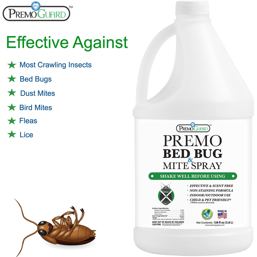 Insecticida para ácaros y chinches de cama, 128 oz, totalmente natural y no tóxico, Premo Guard