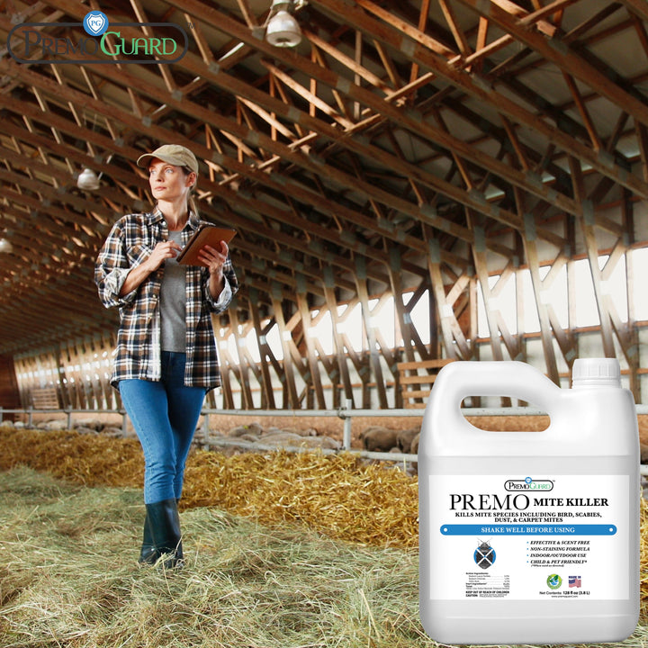 128oz Natural Mite Killer Spray by Premo Natural Products for non-toxic dust and bird mite control
