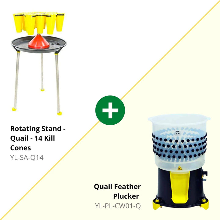 Durable ABS plastic quail processing kit with 14 cone rotating stand and kill cones by Hatching Time