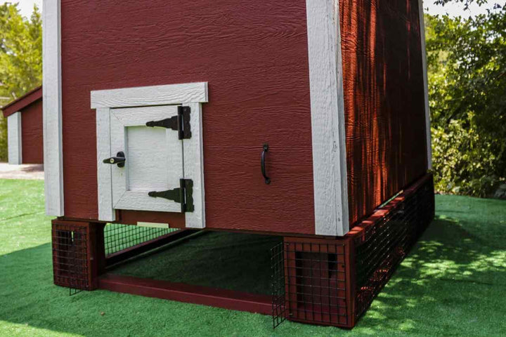 Large wire chicken coop panels with pressure treated wood frame in Classic color, featuring 16-gauge wire and 1x1 mesh.