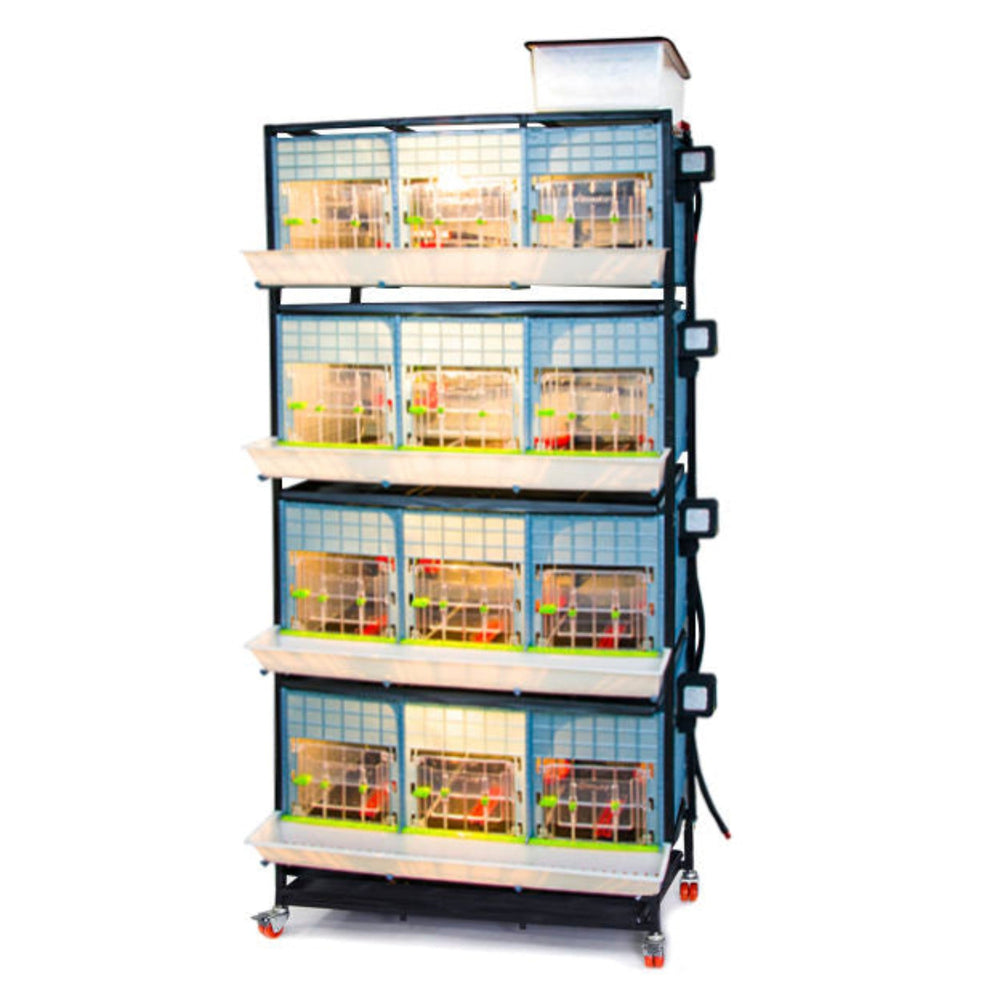 4-layer chick brooder by Hatching Time, 15 inches high, featuring anti-splay leg design and integrated thermometer.