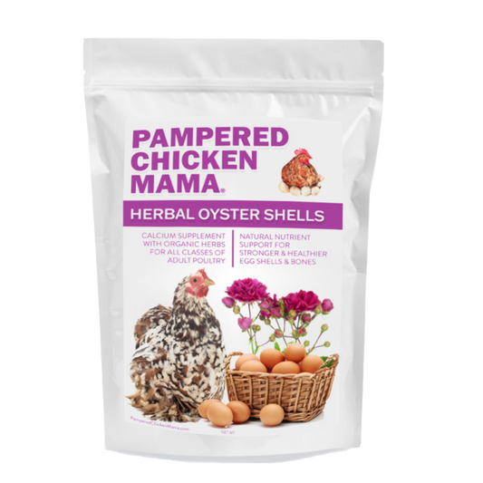Herbal oyster shells and dried herbs blend for chicken calcium supplement by Dahlia Pets