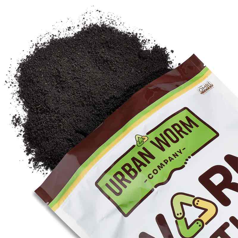 Urban Worm Company organic worm castings, premium soil amendment in brown, 5 lbs bag for eco-friendly gardening