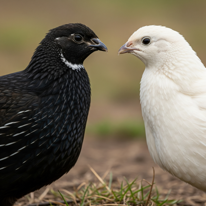 Black and white Coturnix quail hatching eggs from Quailz.com in a 50:50 mix, available in different egg counts.