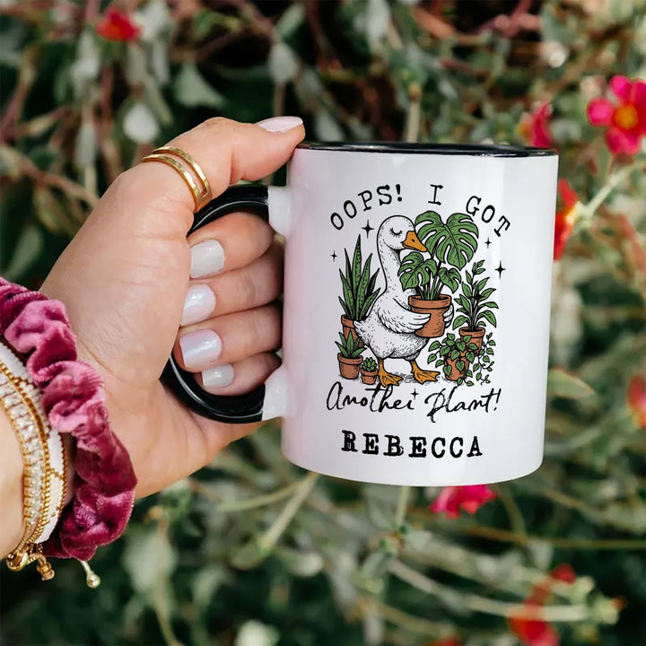 Oops I Got Another Plant Goose Personalized Mug, Sarcastic Gardening Humor Gift with Custom Name