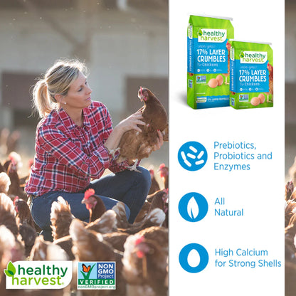 Healthy Harvest 17% Protein Non-GMO Layer Crumbles - Premium Feed