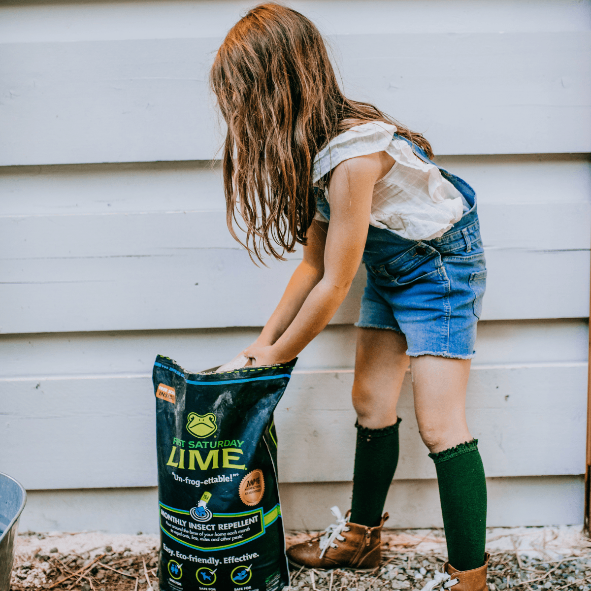 First Saturday Lime natural insect repellent in 20 lb and 5 lb bags for chicken coop care and odor control