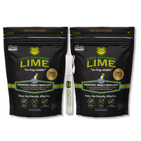 First Saturday Lime bundle: 2 bags of 20lb lime and 10ml eco-friendly insect repellent spray for pest control.