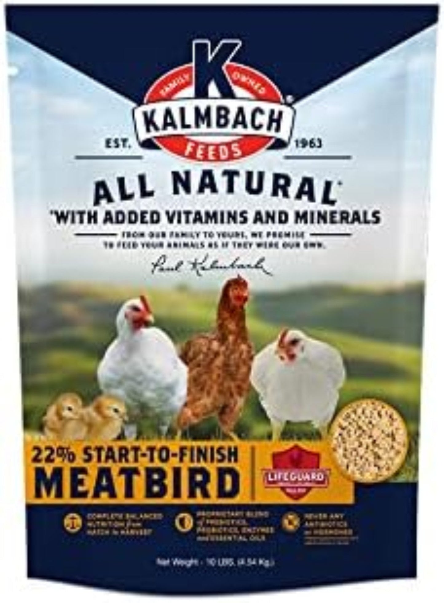 10 lb bag of Hatching Time 22% All Natural Start to Finish Meatbird Crumbles for backyard chickens