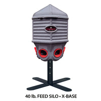 CoopWorx 40 lb aluminum feed silo with X-Base mount system for chicken coop.