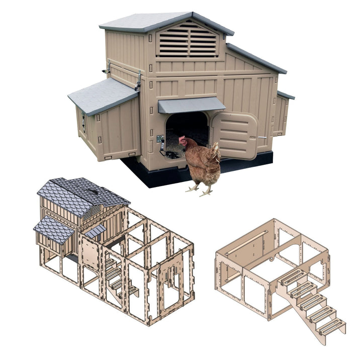 Large Chicken Coop with Stand and Stairs & Run