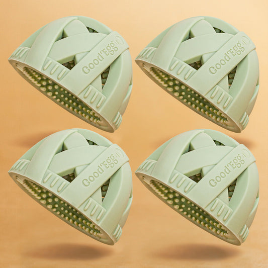 Four colorfully feathered egg brushes in a bundle by GoodEggStuff