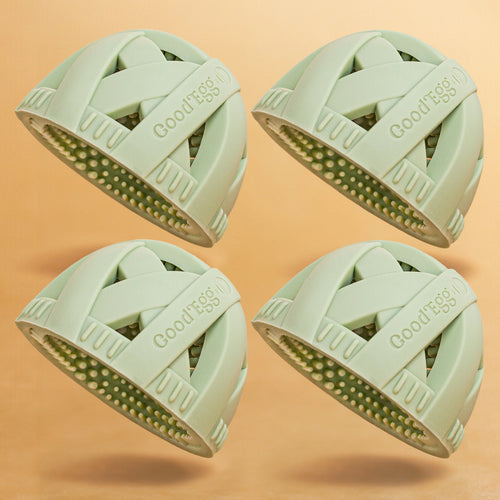 Four colorfully feathered egg brushes in a bundle by GoodEggStuff