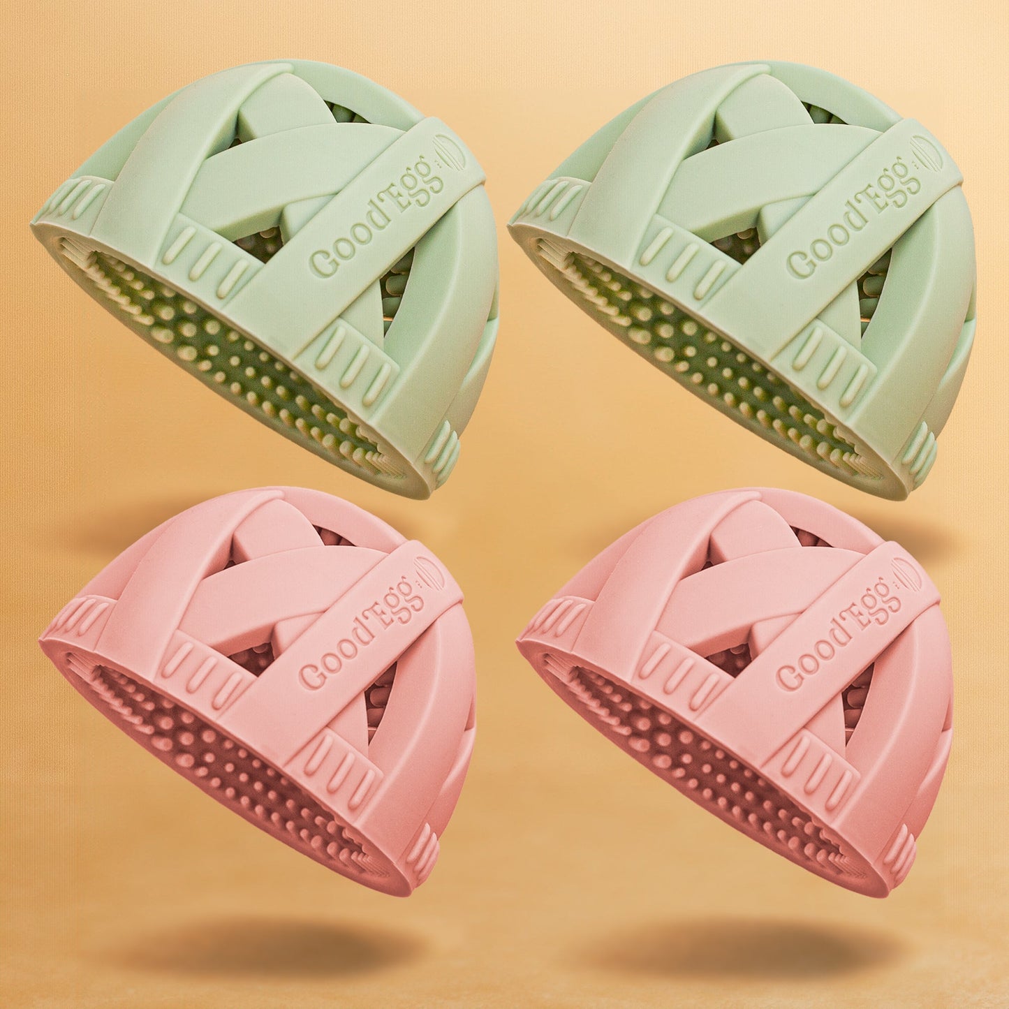 GoodEgg silicone egg brushes in vibrant colors for efficient egg cleaning, food-grade material, 4-pack set