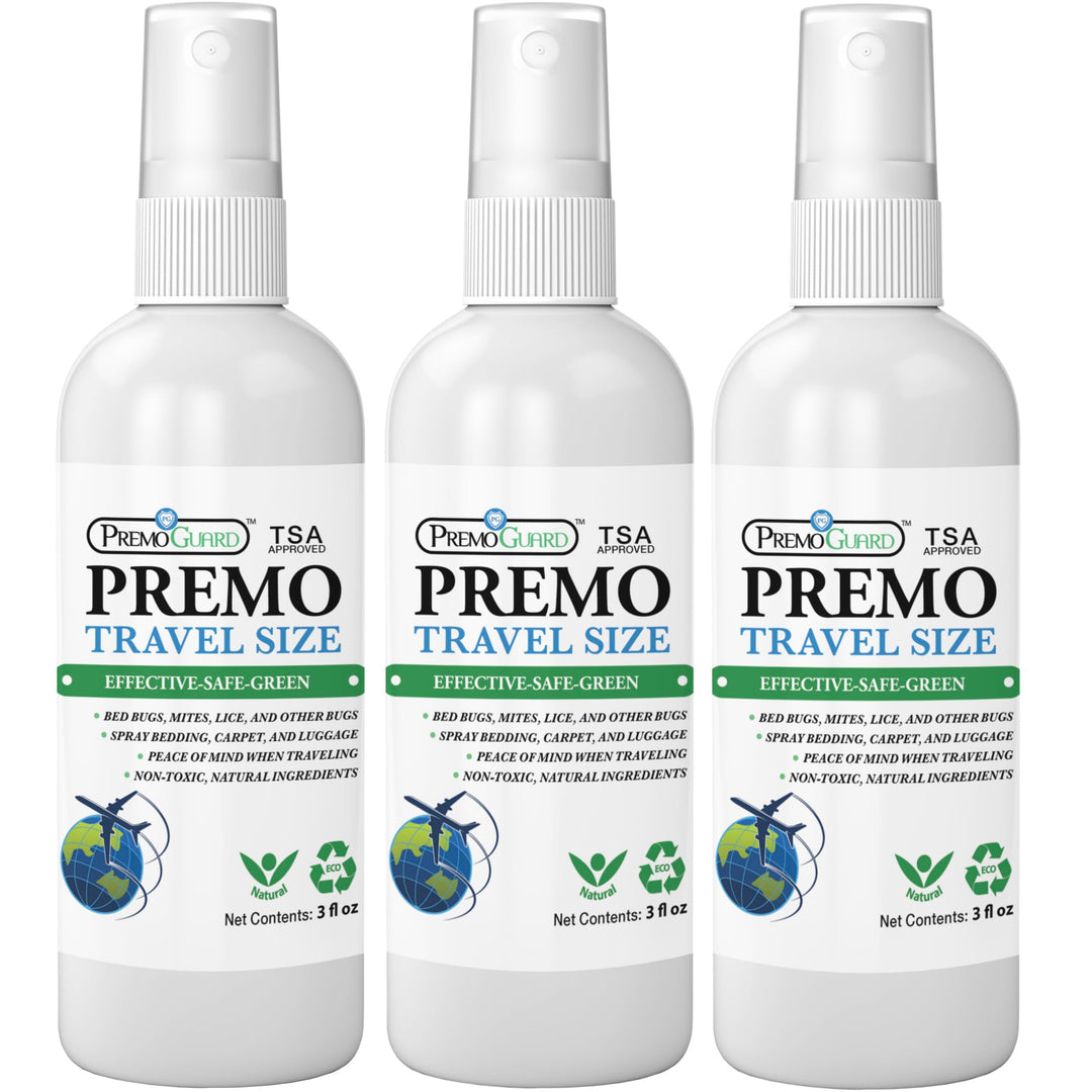 3 PACK - 3 oz Travel Size Bed Bug & Mite Killer Spray – Natural Non Toxic - Premo Guard