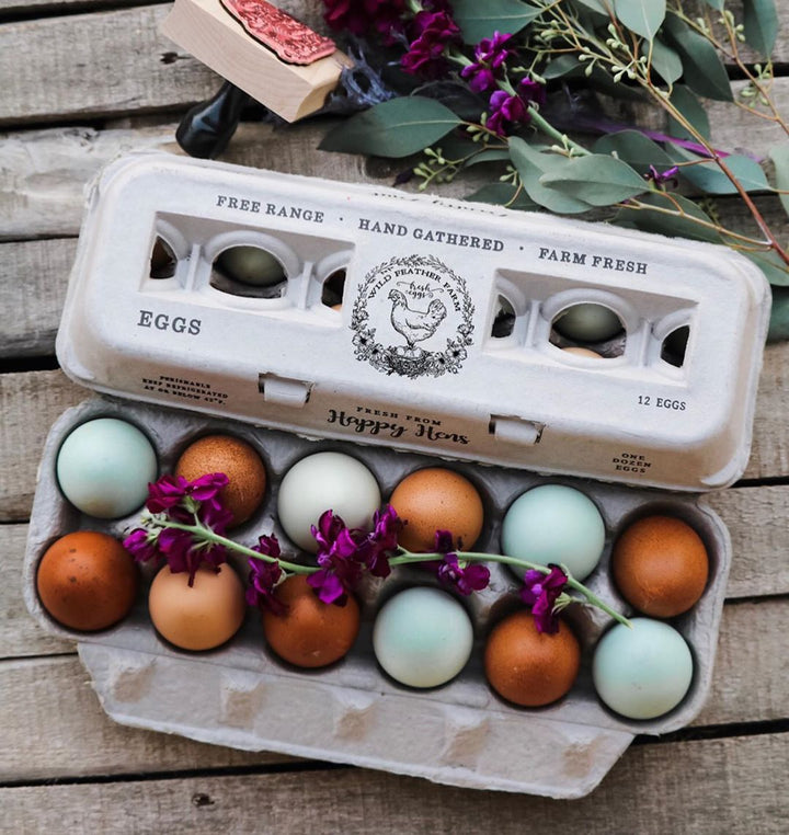 Cartones de huevos con estampado en blanco Henlay: 25, 90 o 250