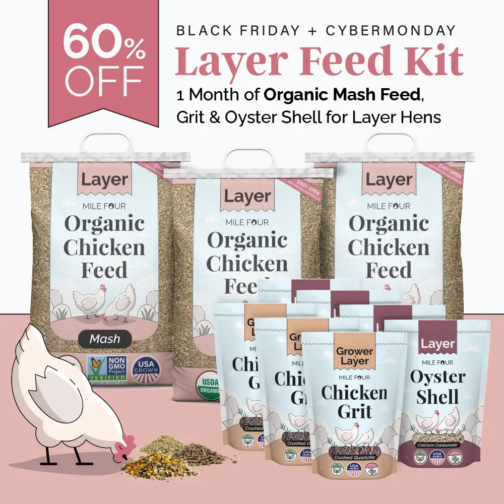 Organic Layer Feed Kit - 1 Month Supply for 6 Chickens w/ Grit