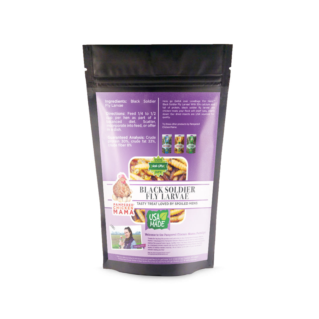 Dried Black Soldier Fly Larvae - USA Sourced Chicken Treats 50x Calcium