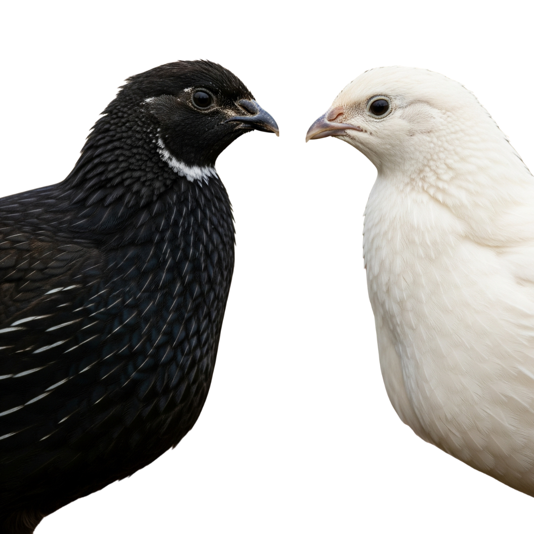 Premium Coturnix quail hatching eggs in black and white 50:50 mix, suitable for backyard poultry from Quailz.com