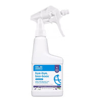 8 oz bottle of Bye-Bye, Boo-Boos chicken wound spray by Hatching Time, featuring an antiseptic formula for injury care.