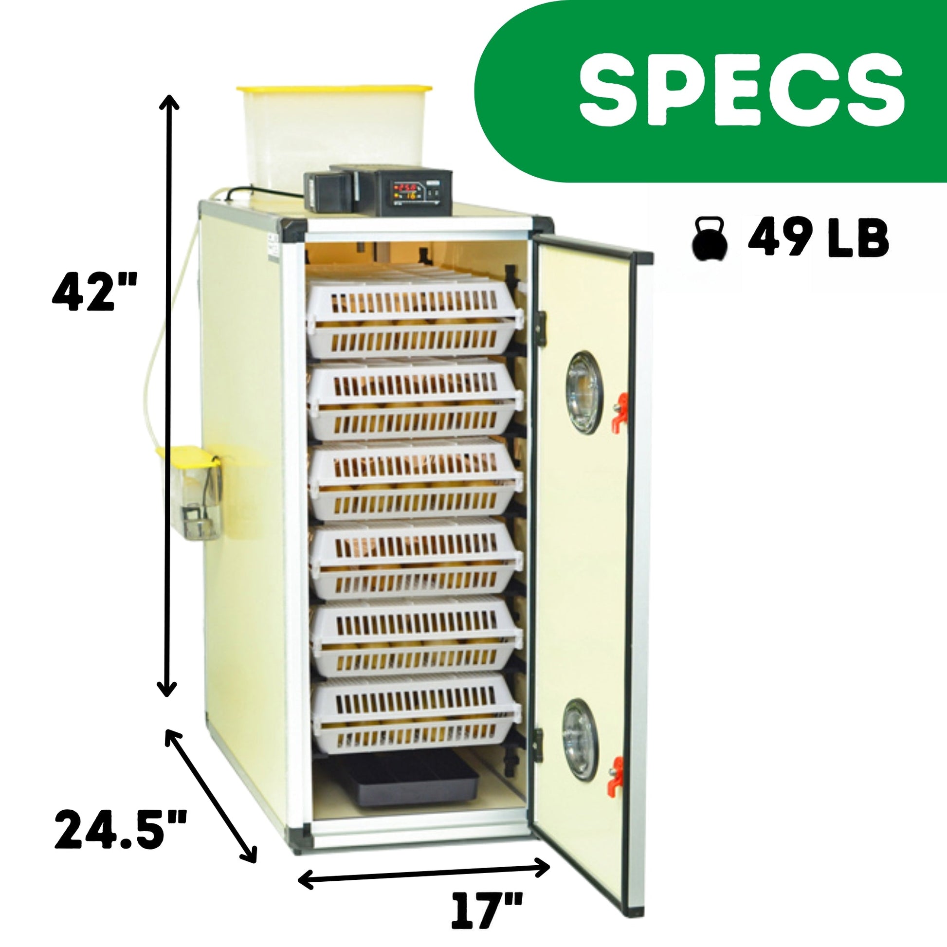 CT180H egg hatcher with 180-egg capacity, automatic humidity control, and air route ventilation system