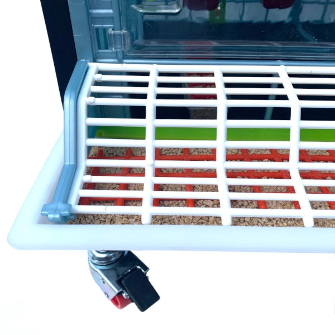 4-layer chick brooder in durable plastic, Hatching Time brand, designed for 120 quail capacity, height 9.5 inches.