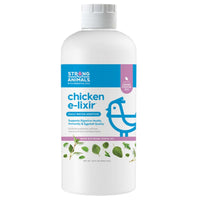 32 oz bottle of Hatching Time Chicken E-lixir, a health supplement with calcium and prebiotics for backyard chickens.