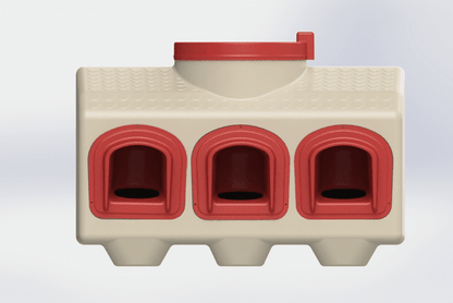 Automatic BPA-free chicken feeder in gray with 50-pound capacity for backyard use by OverEZ Chicken Coop