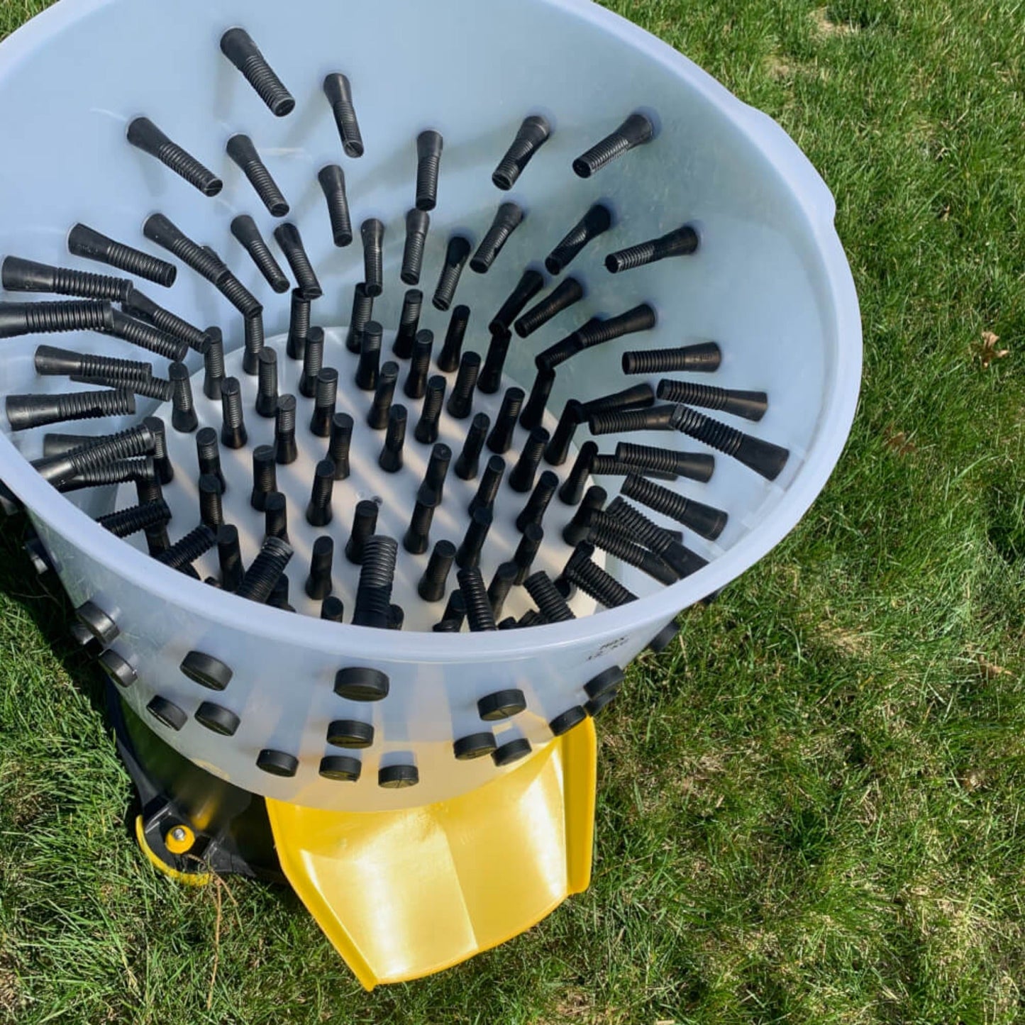 Large chicken feather plucker by Hatching Time, 21-inch ABS plastic drum, 400W motor for backyard poultry.