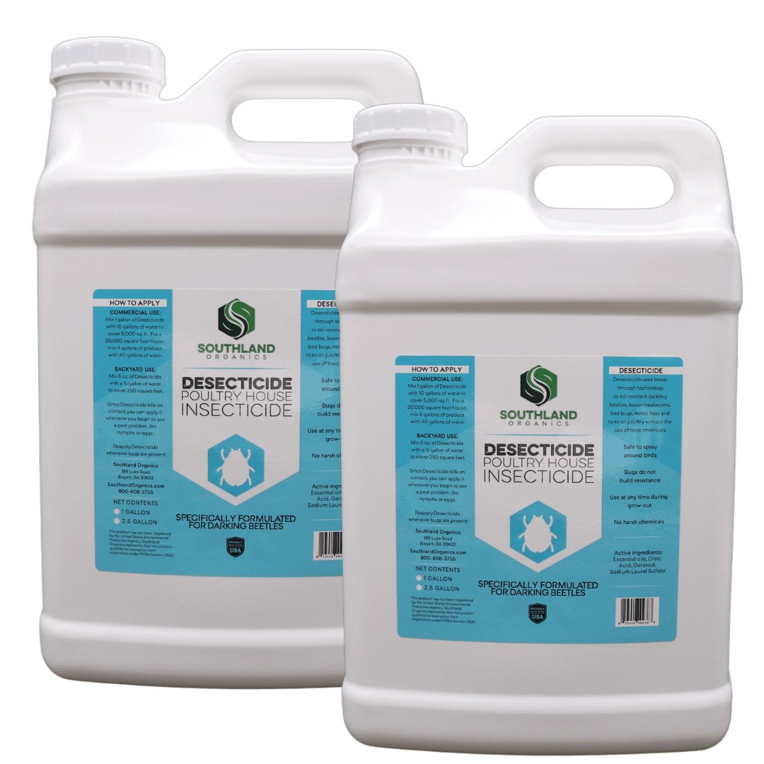 Natural insecticide for poultry in a quart bottle, labeled for mite and parasite control by Southland Organics.