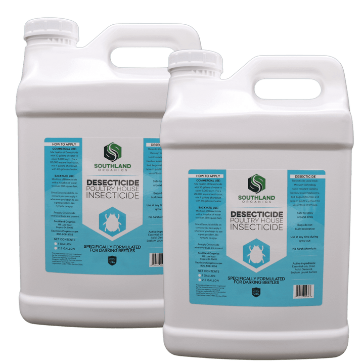 Natural insecticide for poultry in a quart bottle, labeled for mite and parasite control by Southland Organics.