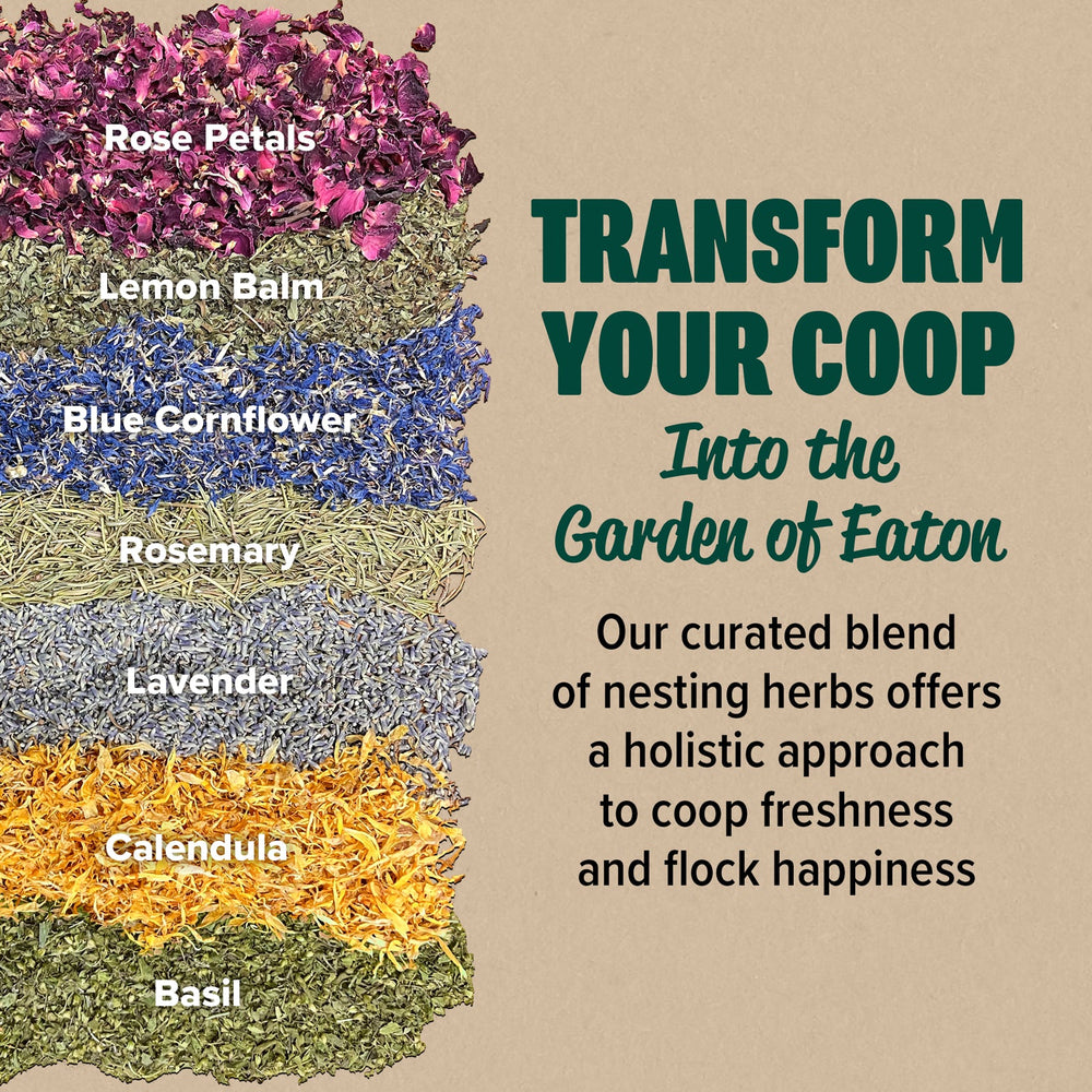 Premium natural nesting herbs blend with rose petals, calendula, lavender, and more - Eaton Pet and Pasture.