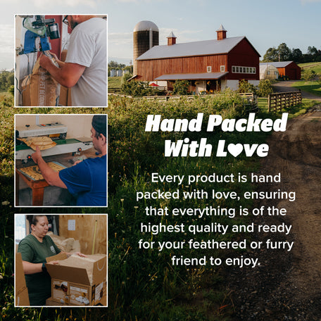 Hand-packed hemp pet bedding in eco-friendly packaging, highlighting quality care for pets, from Eaton Pet and Pasture.