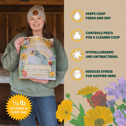 Ambientador premium de cáñamo y hierbas para gallineros Roost Refresh - 5 lb