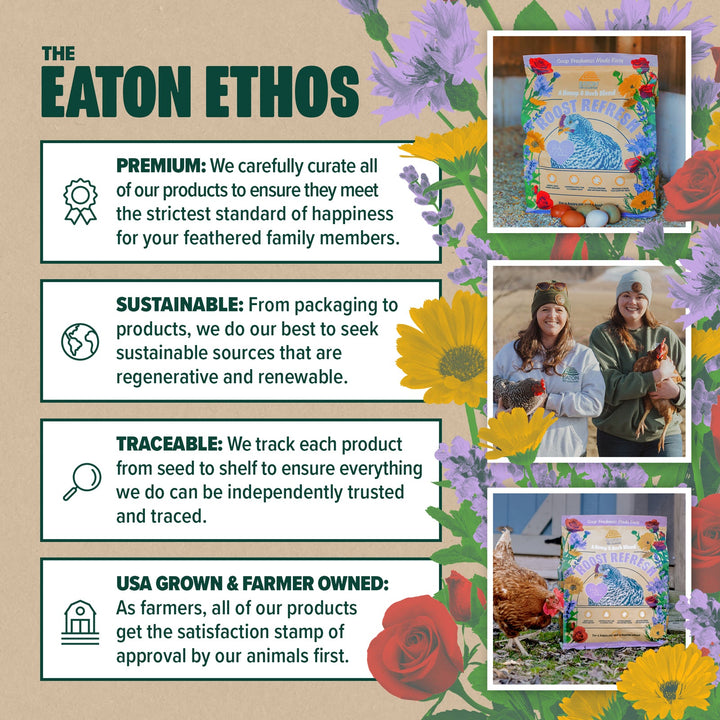 5 lb bag of Roost Refresh Premium Hemp & Herb Coop Freshener by Eaton Pet and Pasture, designed for chicken coops.