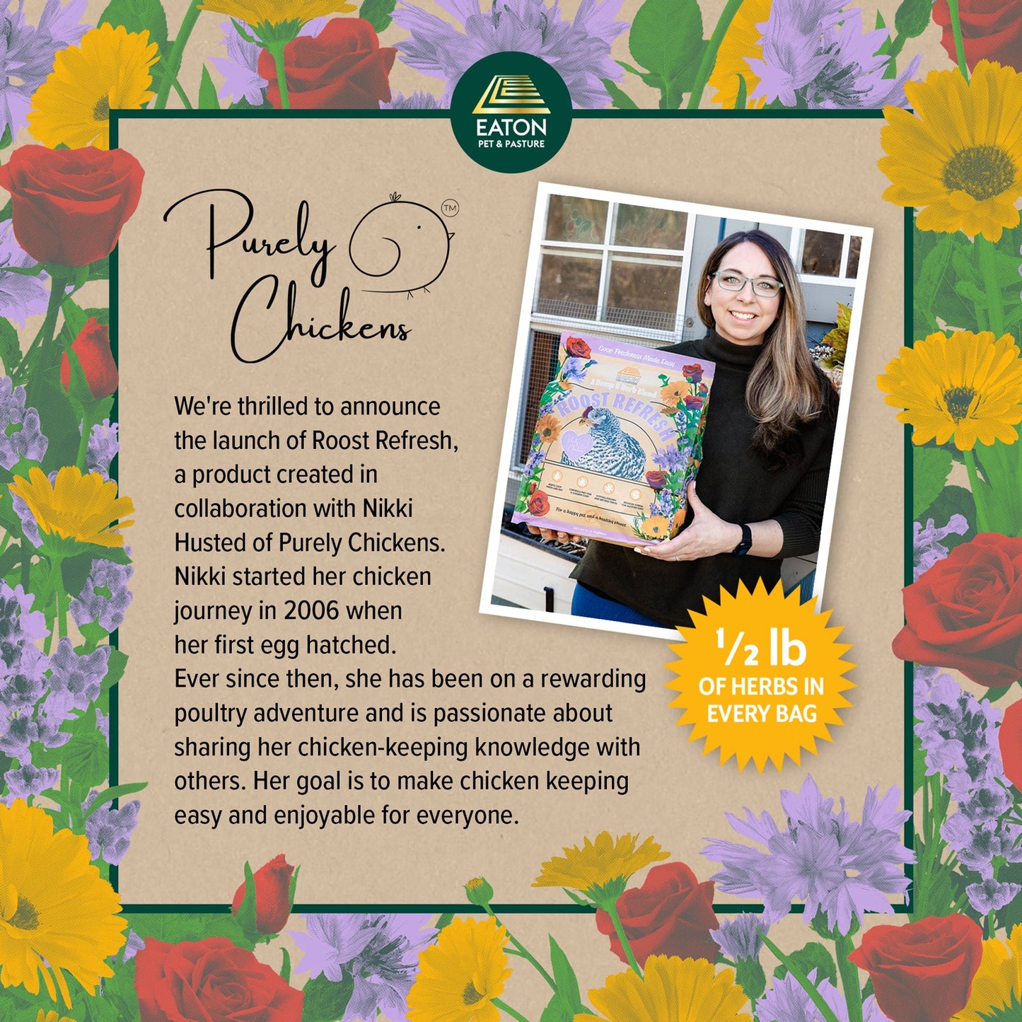 Ambientador premium de cáñamo y hierbas para gallineros Roost Refresh - 5 lb