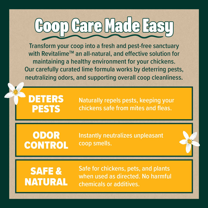 Revitalime Natural Chicken Coop Freshener 5LB, natural pest control and odor neutralizer for chicken coops
